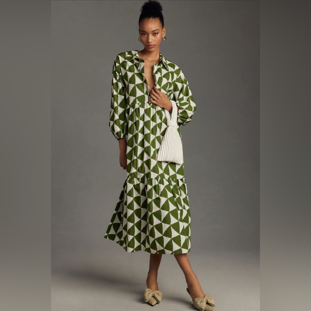Green Geometric Maxi Dress